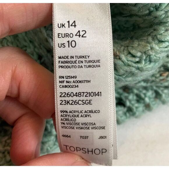 Topshop Knit Oversized Sweater Minty Green Size 10 - Picture 5 of 8